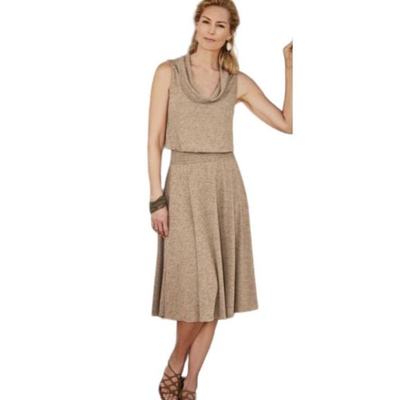 Soft Surroundings Dresses & Skirts - Soft Surroundings NEW TAGS Tan Kerry Cowel Neck Dress Large